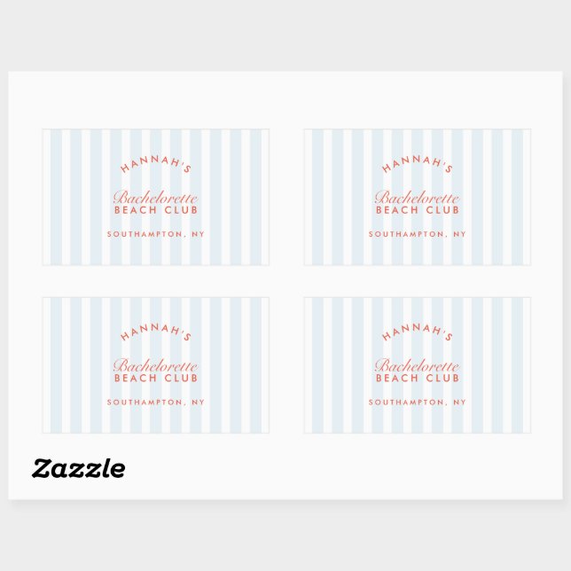 Bachelorette Retro Modern Red & Blue Personalized Rectangular Sticker (Sheet)