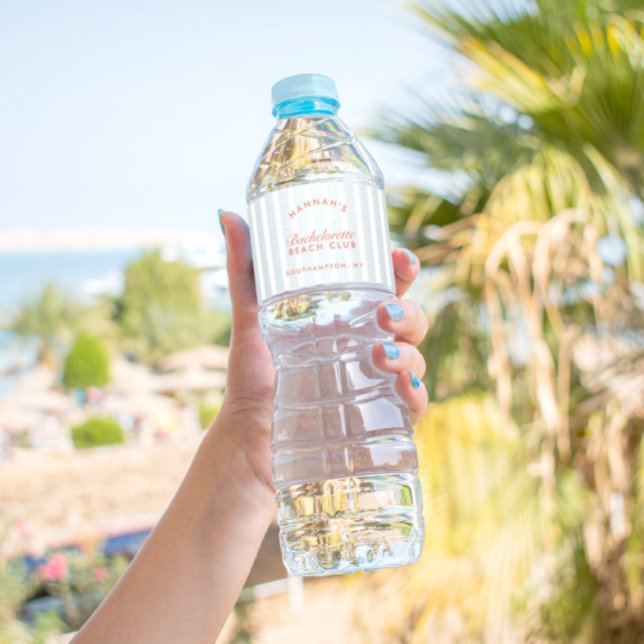 Bachelorette Retro Modern Red & Blue Personalized Water Bottle Label (Bachelorette Retro Modern Red & Blue Personalized Water Bottle Label)