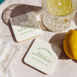 Bachelorette Retro Modern Yellow & Green Beverage Coaster<br><div class="desc">Bring coastal flair to every cocktail with these personalized striped bachelorette party coasters. The light yellow and white background paired with green typography adds a playful preppy touch — perfect for poolside drinks, brunch setups, or beach house gatherings. Customize with the bride’s name, location, or date to match your weekend...</div>