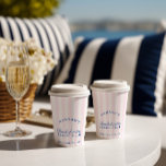 Bachelorette Retro Navy & Pink Stripes  Paper Cups<br><div class="desc">Add a touch of nostalgia to your bachelorette gathering with this Bachelorette Retro Red & Blue Stripes Paper Cups. These cups effortlessly blend a vintage charm with a modern twist. Designed for both aesthetics and convenience, these cups are perfect for adding a playful element to your bachelorette party. Enjoy a...</div>