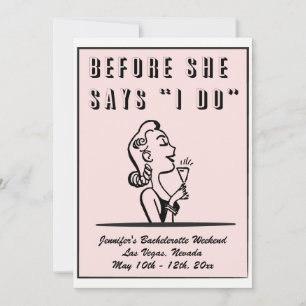 Bachelorette Retro Pink Bridesmaid Hen Party Invitation