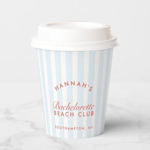 Bachelorette Retro Red & Blue Stripes Paper Cups | Zazzle