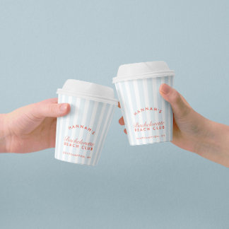 Bachelorette Retro Red & Blue Stripes Paper Cups