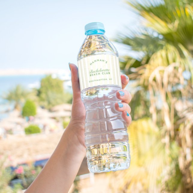 Bachelorette Retro Yellow & Green Personalized Water Bottle Label (Bachelorette Retro Yellow & Green Personalized Water Bottle Label)