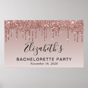 Bachelorette Rose Gold Glitter Poster