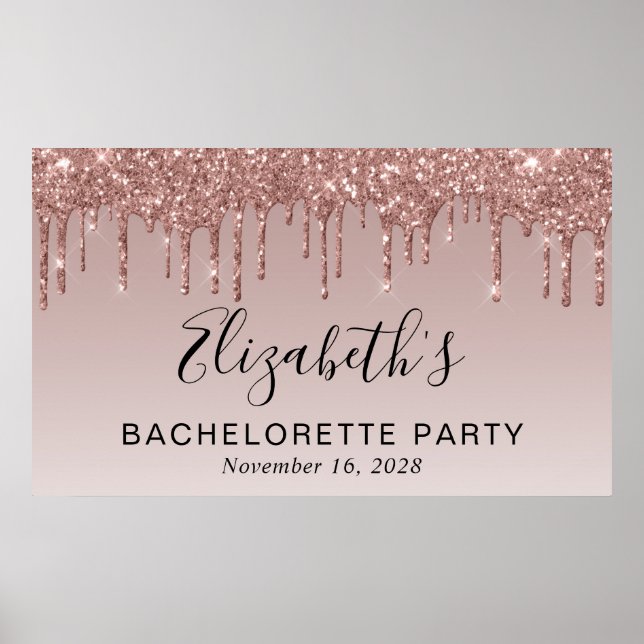 Bachelorette Rose Gold Glitter Poster (Front)
