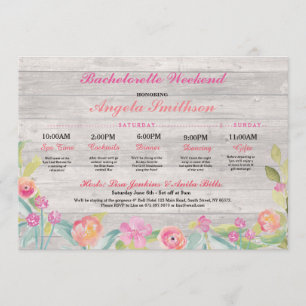 Bachelorette Rustic Bridal Shower Itinerary Coral Program