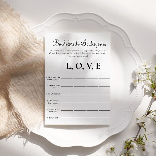 Bachelorette Scattegories bachelorette party game Invitation (Creator Uploaded)