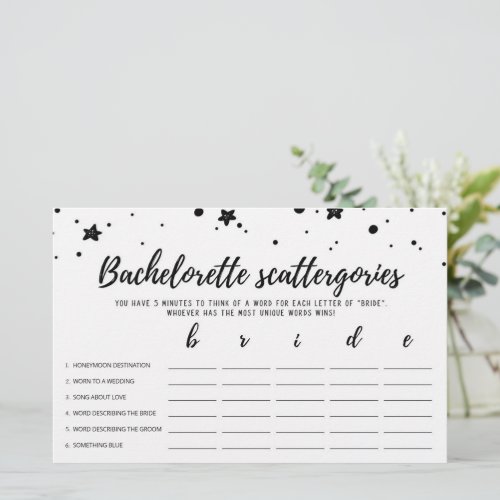 Bachelorette Scattergories editable Bridal game