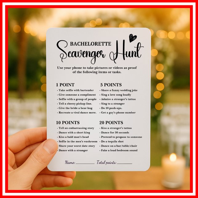 Bachelorette Scavenger Hunt Bridal Shower Game Invitation (Creator Uploaded)