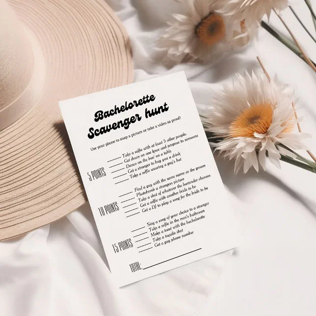 Bachelorette scavenger hunt game, fun bachelorette invitation | Zazzle
