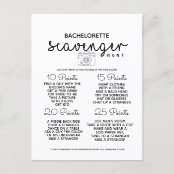 Bachelorette Scavenger Hunt Game Hen Party Announcement Postcard by TheArtyApples at Zazzle