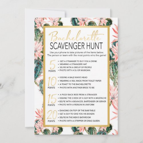 Bachelorette Scavenger Hunt game Invitation