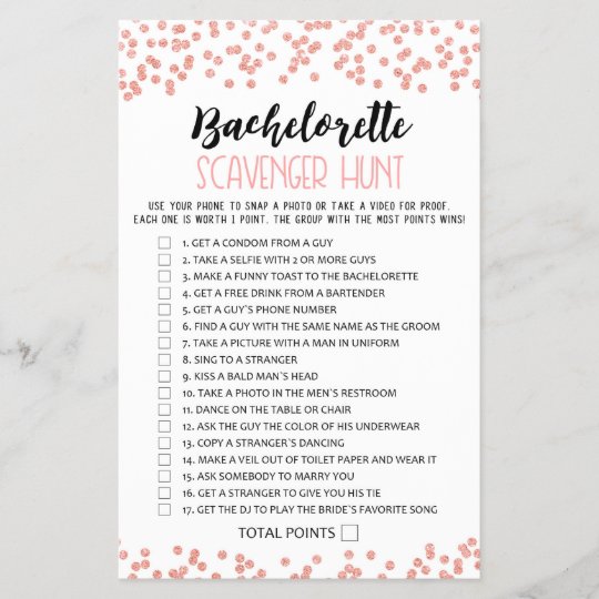 Bachelorette Scavenger Hunt Hen Party game | Zazzle.com