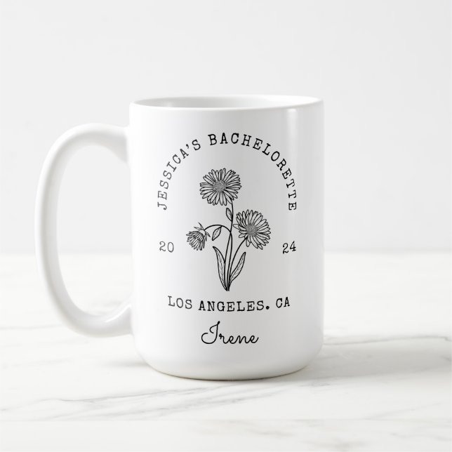 Bachelorette September Aster Birth Month Flower Coffee Mug (Left)