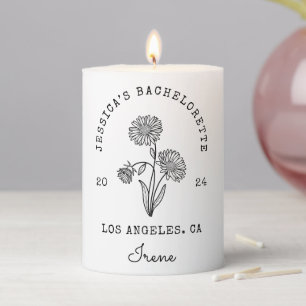 Bachelorette September Aster Birth Month Flower Pillar Candle