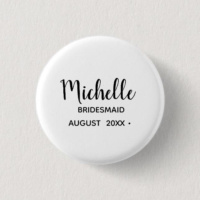 Bachelorette | Simple Stylish Script Bridesmaid    Button (Front)