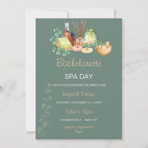 Bachelorette Spa Day Invitation