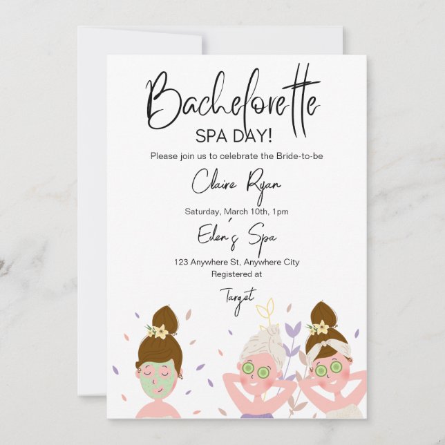 Bachelorette Spa Day Invitation (Front)