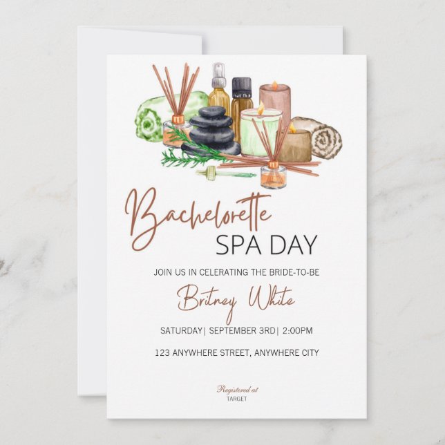 Bachelorette Spa Day Invitation (Front)