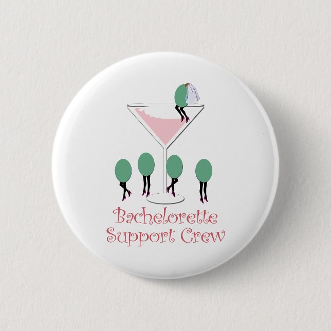 bachelorette support crew pink pinback button (Front)