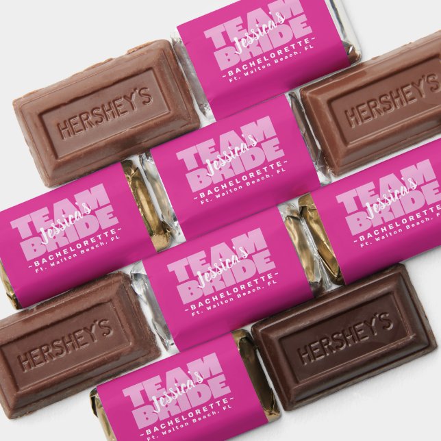 Bachelorette Team Bride Party Wedding Retro Pink Hershey's Miniatures (Assorted)