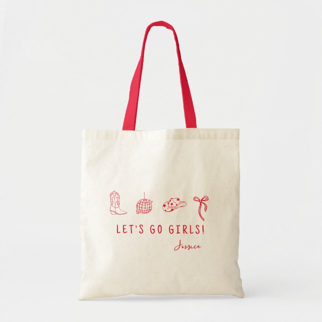 Bachelorette Tote Bag - Disco Cowgirl Bach Totes (Front)
