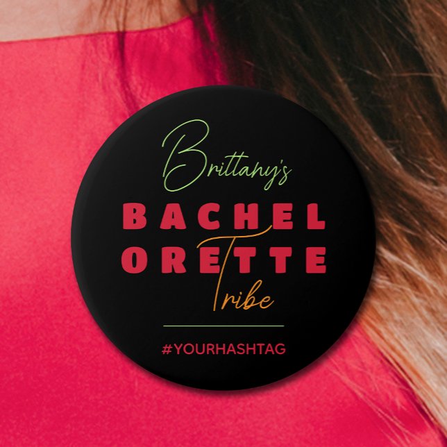 Bachelorette Tribe Hashtag Button (Personalized Button for her Bachelorette Party)