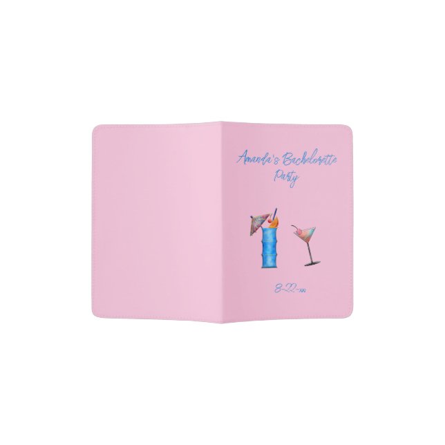 Bachelorette Trip Martini Spiked Punch Custom Passport Holder (Opened)