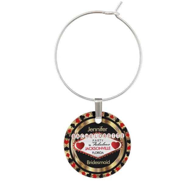 Bachelorette Vegas Poker Chip - DIY City & State Wine Charm (Front)