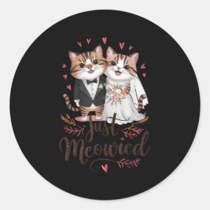 Bachelorette Wedding Party Bride Groom Cats Just M Classic Round Sticker