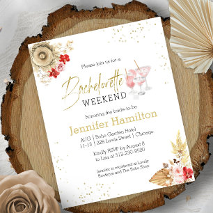 Bachelorette Weekend Boho budget Invitation