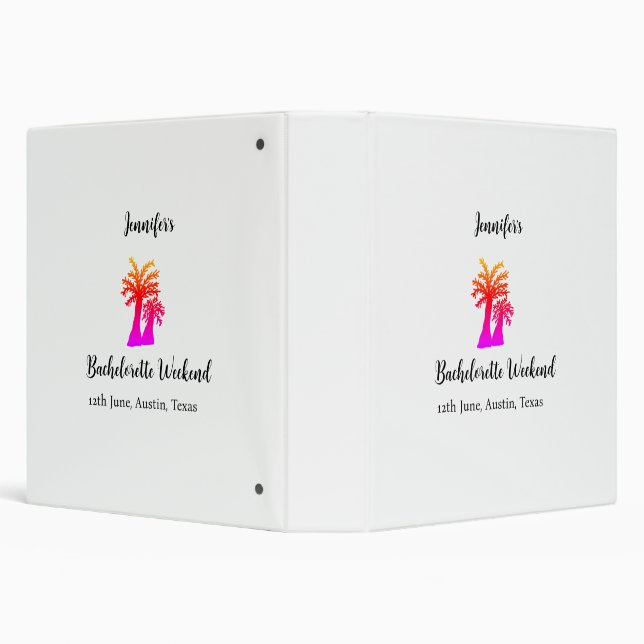 Bachelorette weekend coconut tree club add name  3 ring binder (Background)