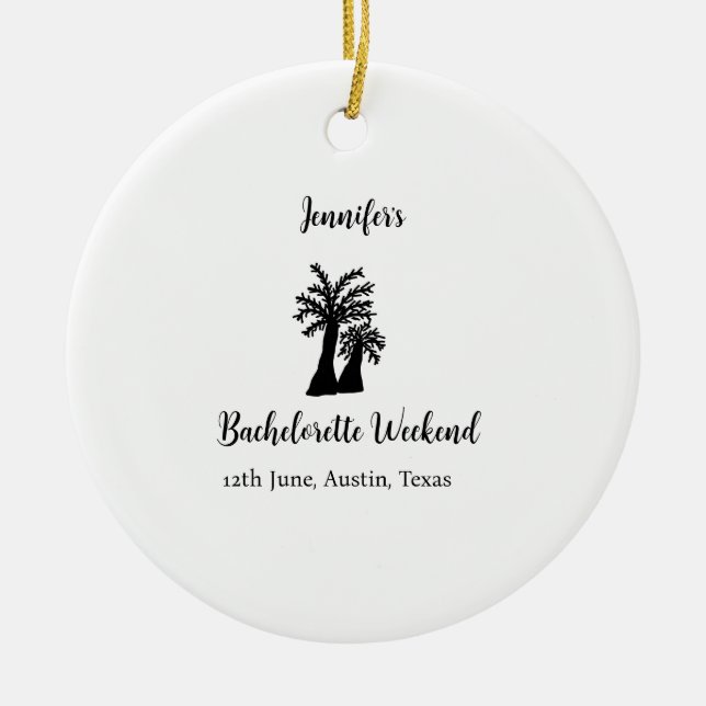 Bachelorette weekend coconut tree club add name  ceramic ornament (Front)