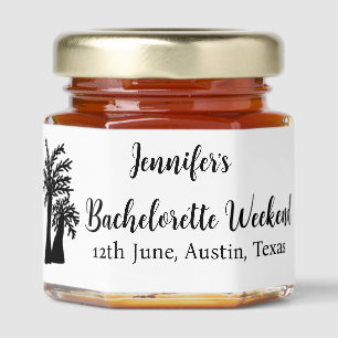 Bachelorette weekend coconut tree club add name honey jar favors