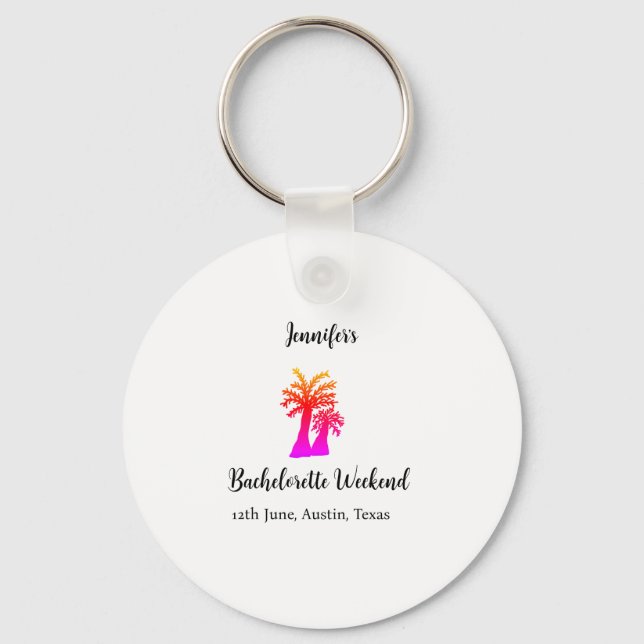 Bachelorette weekend coconut tree club add name  keychain (Front)