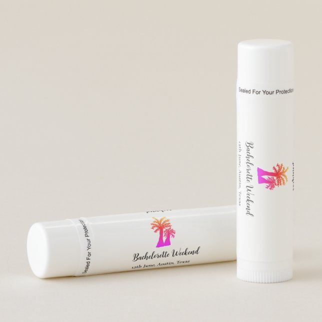 Bachelorette weekend coconut tree club add name  lip balm (Front)