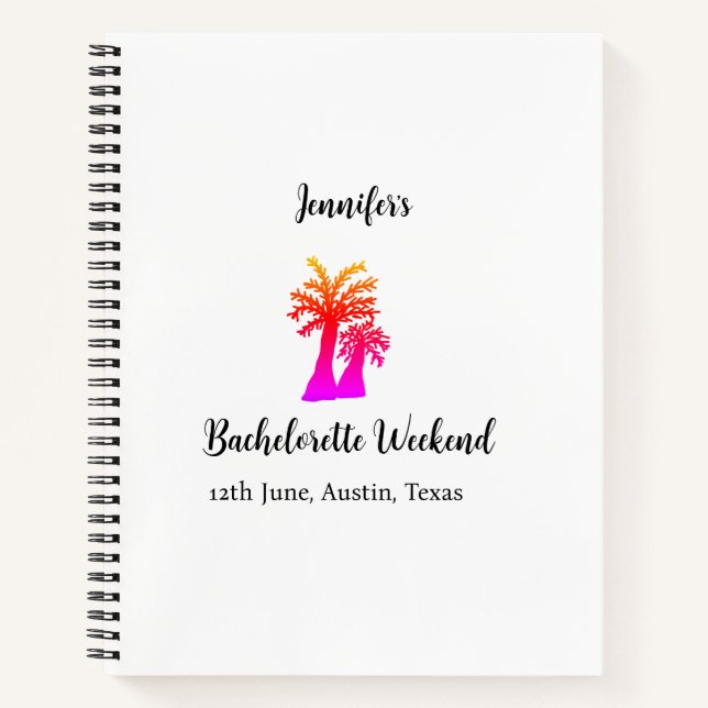 Bachelorette weekend coconut tree club add name  notebook (Front)