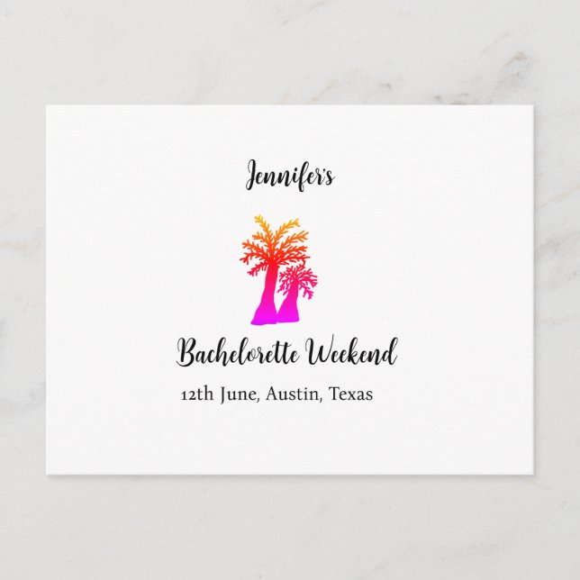 Bachelorette weekend coconut tree club add name  postcard (Front)