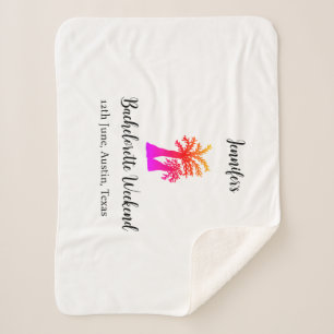 Bachelorette weekend coconut tree club add name sherpa blanket