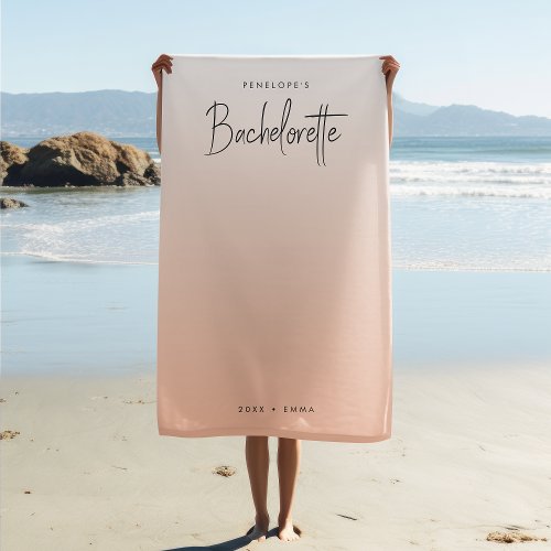 Bachelorette Weekend  Coral Ombre Elegant Peach Beach Towel