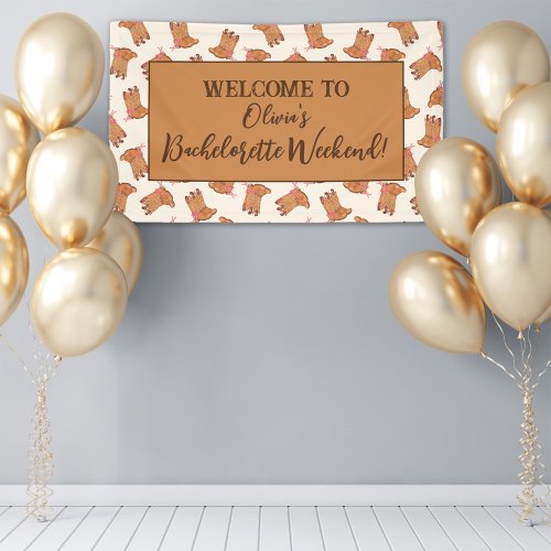Bachelorette Weekend Cowgirl Boot Pattern Welcome Banner