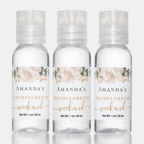 Bachelorette weekend floral eucalyptus greenery hand sanitizer