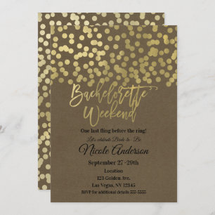 Bachelorette Weekend Gold Modern Chic Rustic Kraft Invitation