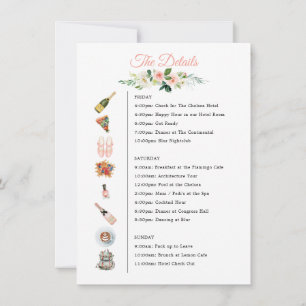 Bachelorette Weekend Icon Itinerary Floral Invitation