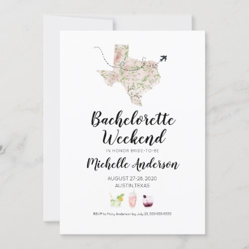 Bachelorette Weekend in Austin Texas Invitation