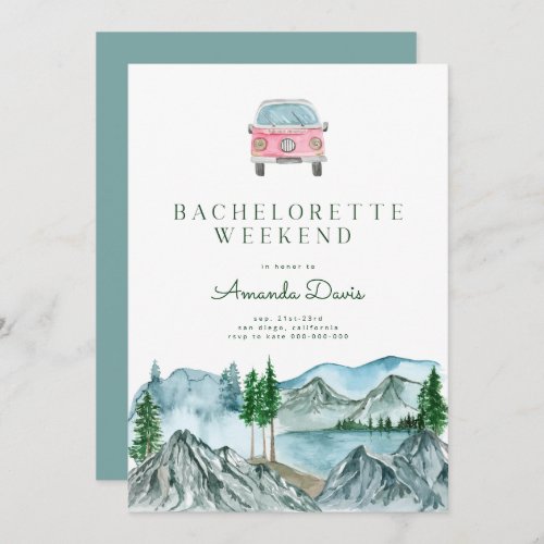 Bachelorette Weekend in Woods Cabin Lake Camping  Invitation