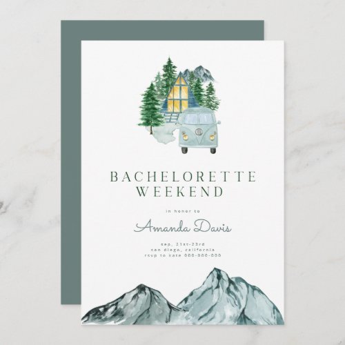 Bachelorette Weekend in Woods Mountain Camping Invitation