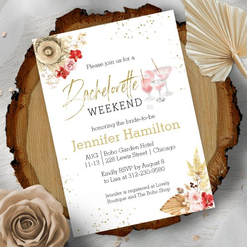 Bachelorette Weekend Invitation  Watercolor Boho