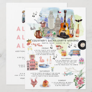 Bachelorette Weekend Itinerary Austin, Texas Invitation